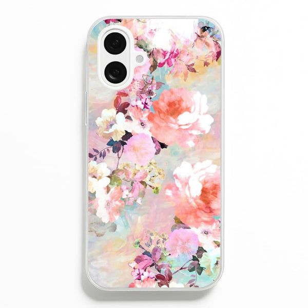 Pastel Pink Floral Pattern - Floral Phone Case for iPhone 16 Plus