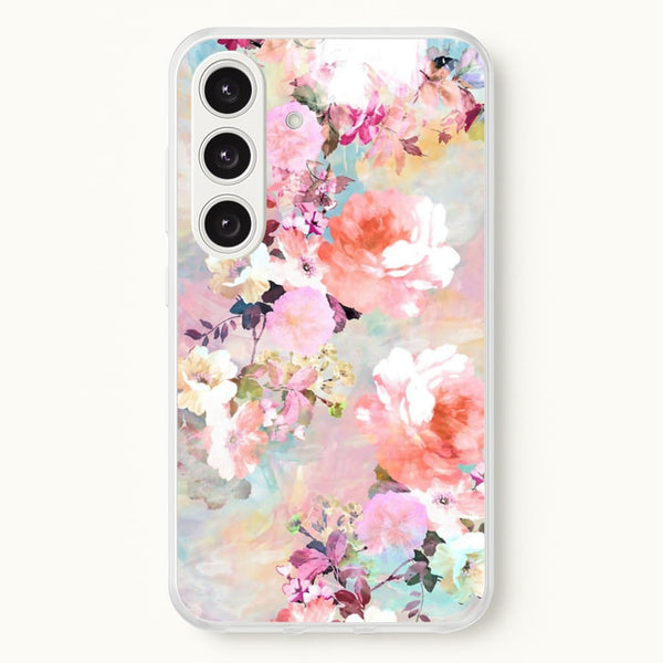 Pastel Pink Floral Pattern - Floral Phone Case for Galaxy S24FE