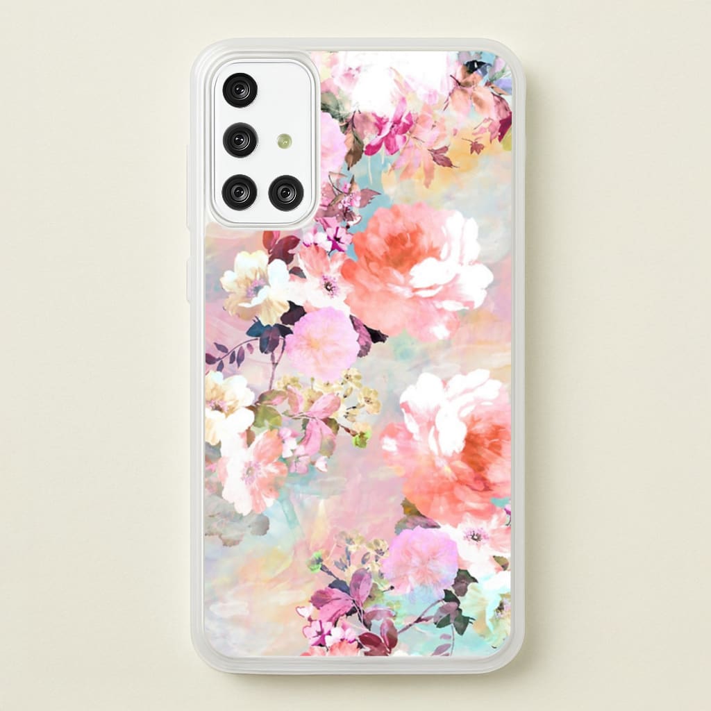 Pastel Pink Floral Pattern - Floral Phone Case for Galaxy A71