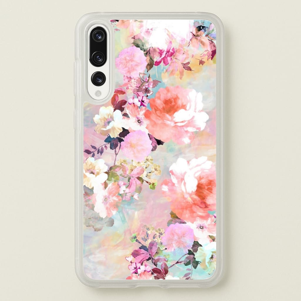 Pastel Pink Floral Pattern - Floral Phone Case for Huawei P20 Pro