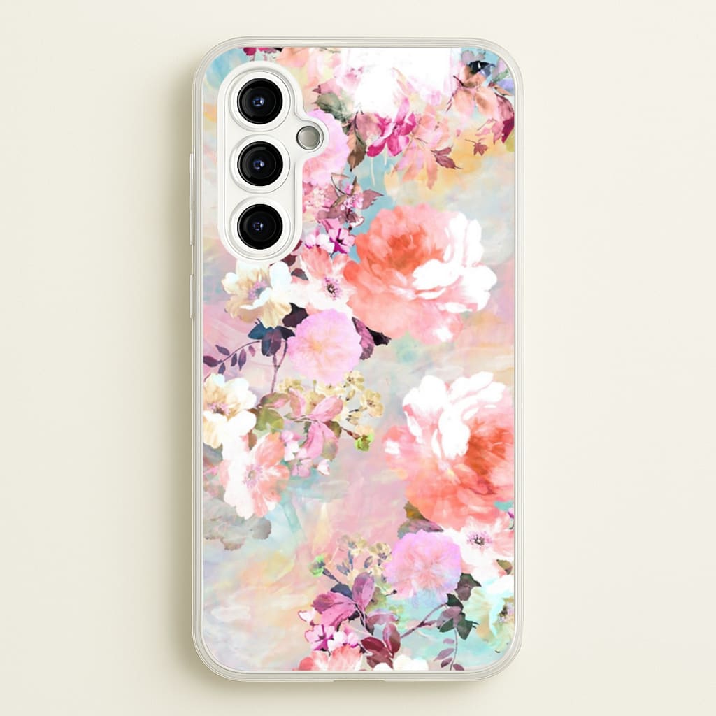 Pastel Pink Floral Pattern - Floral Phone Case for Galaxy A54