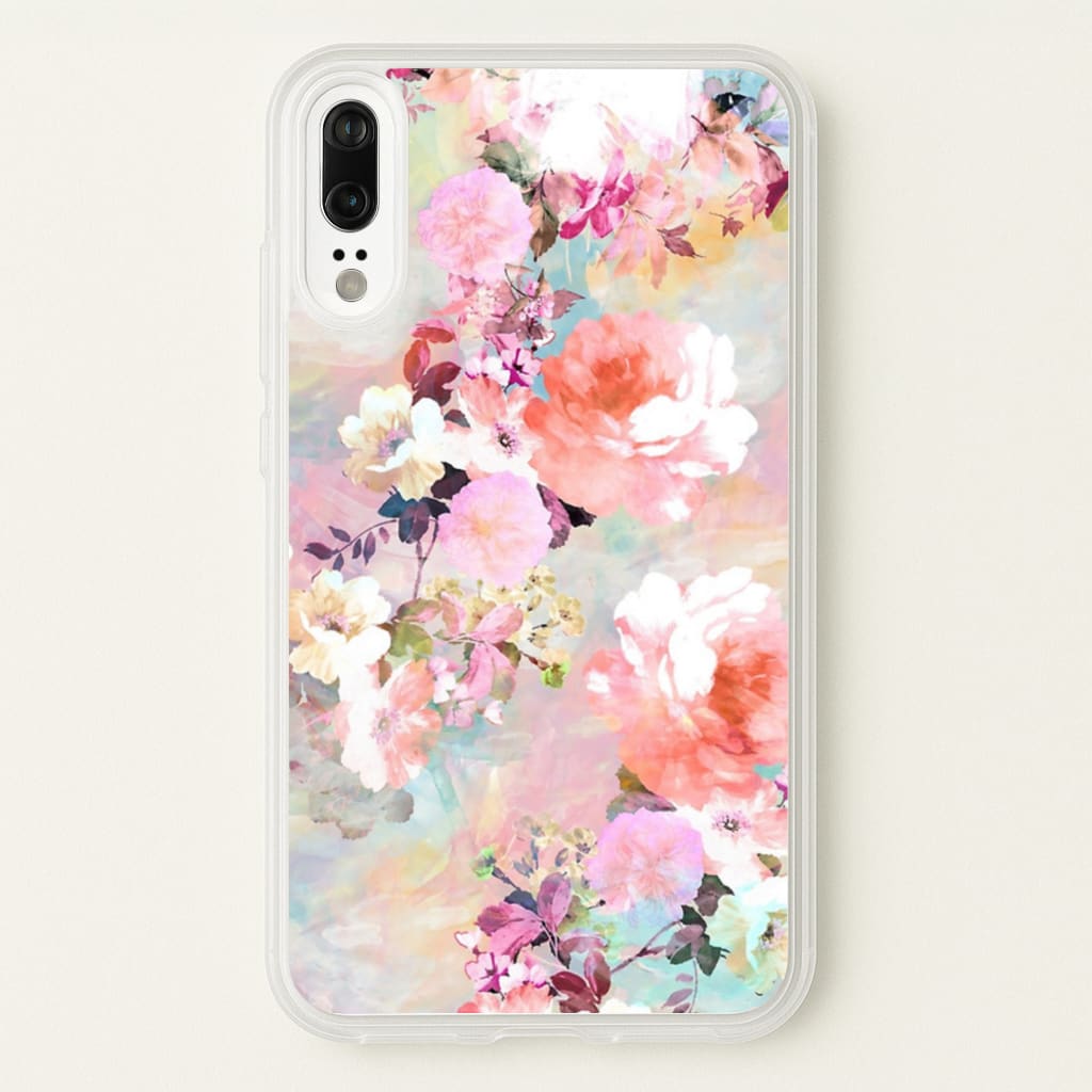 Pastel Pink Floral Pattern - Floral Phone Case for Huawei P20