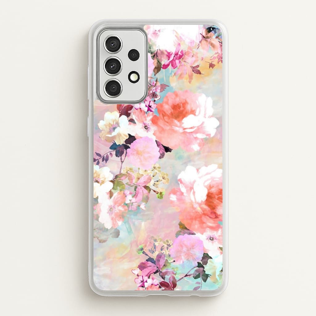 Pastel Pink Floral Pattern - Floral Phone Case for Galaxy A52 / A52s