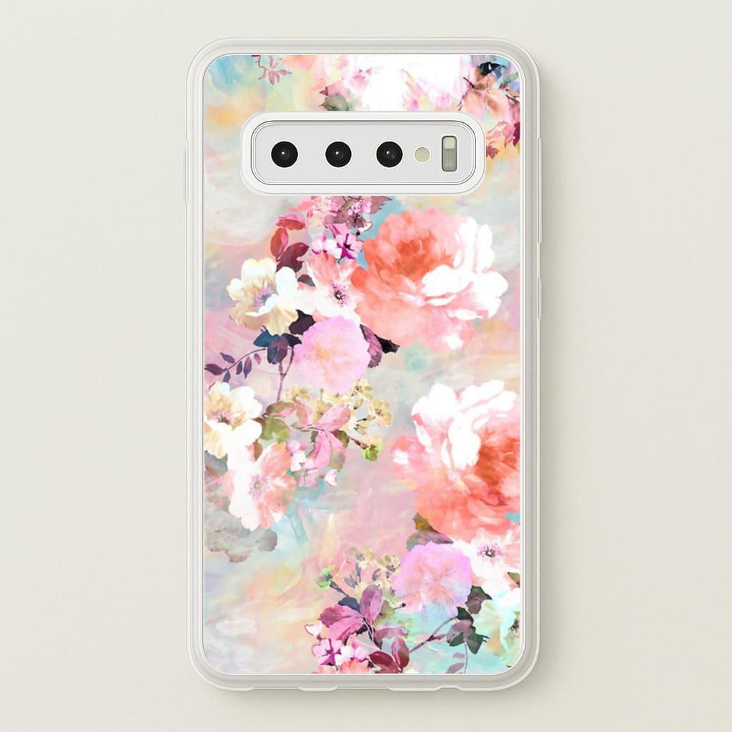 Pastel Pink Floral Pattern - Floral Phone Case for Galaxy S10 Plus