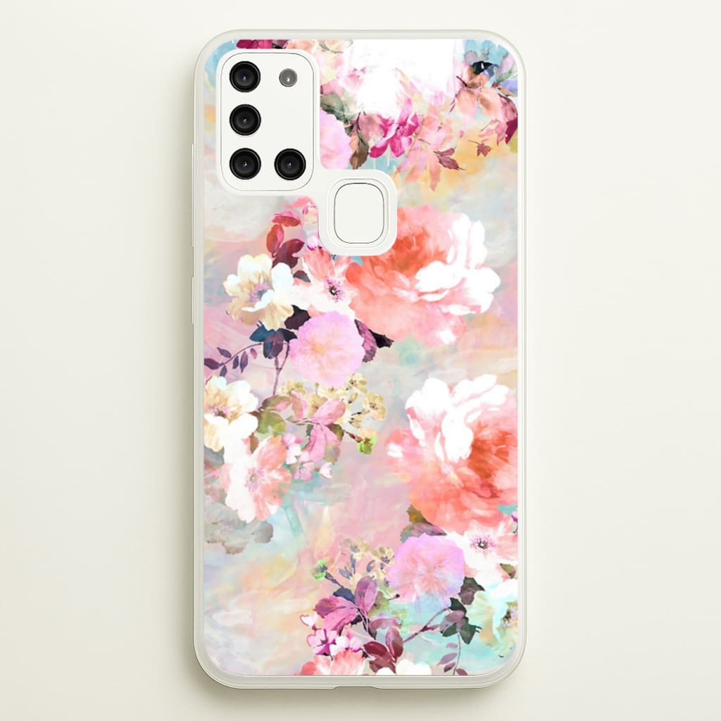 Pastel Pink Floral Pattern - Floral Phone Case for Galaxy A21s