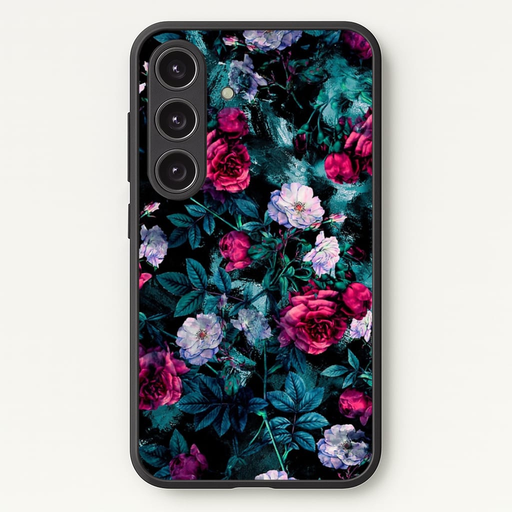 Black Floral Pattern - Floral Phone Case for Galaxy S24 Plus