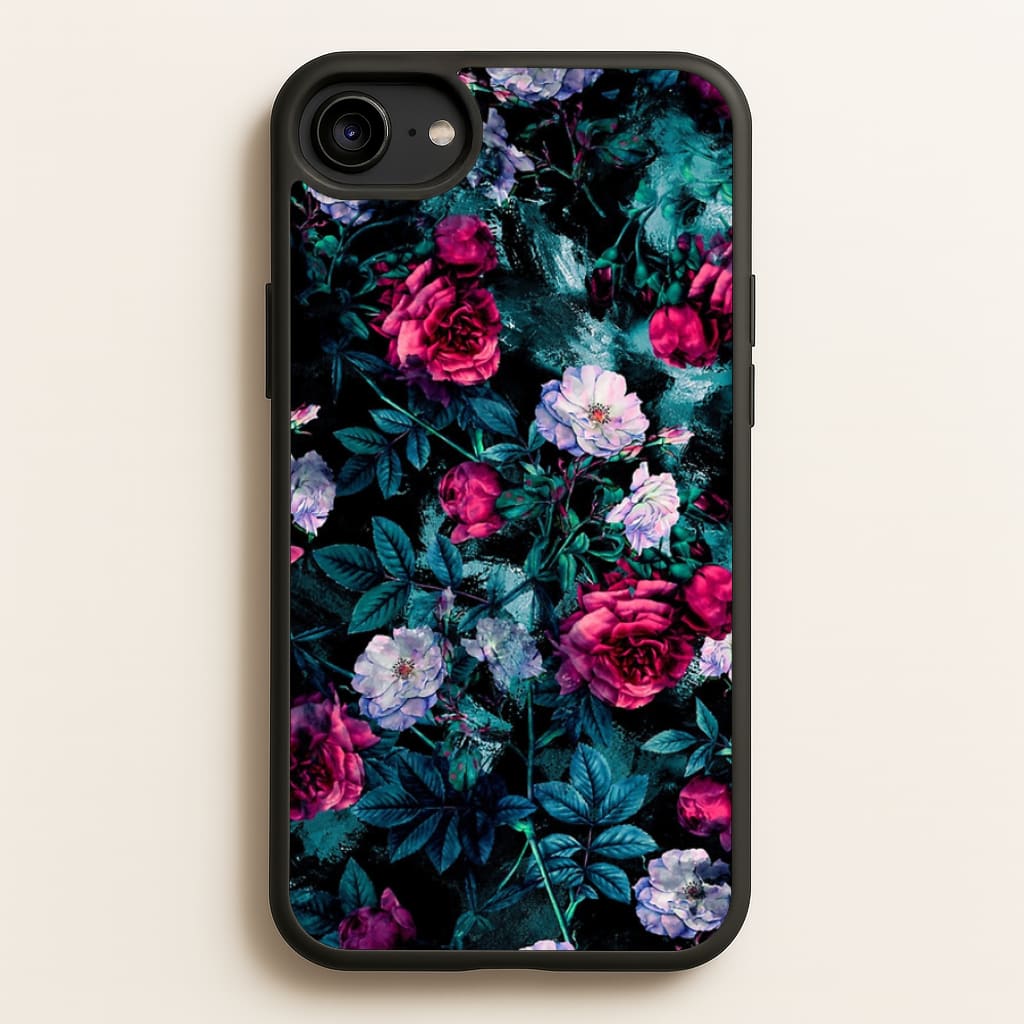 Black Floral Pattern - Floral Phone Case for iPhone 6 / 7 / 8 / SE