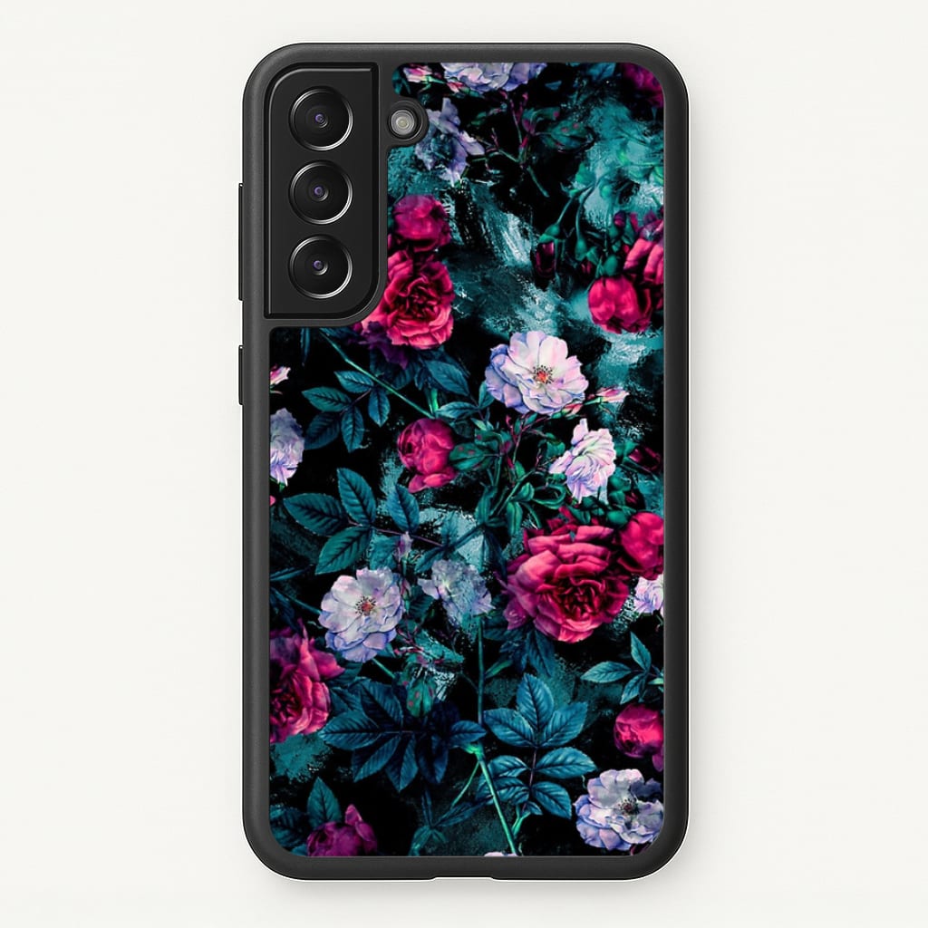 Black Floral Pattern - Floral Phone Case for Galaxy S21 Plus