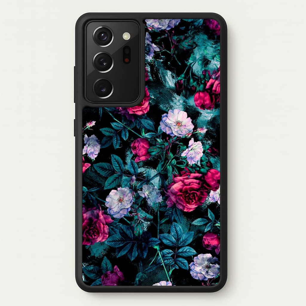 Black Floral Pattern - Floral Phone Case for Galaxy Note 20 Ultra