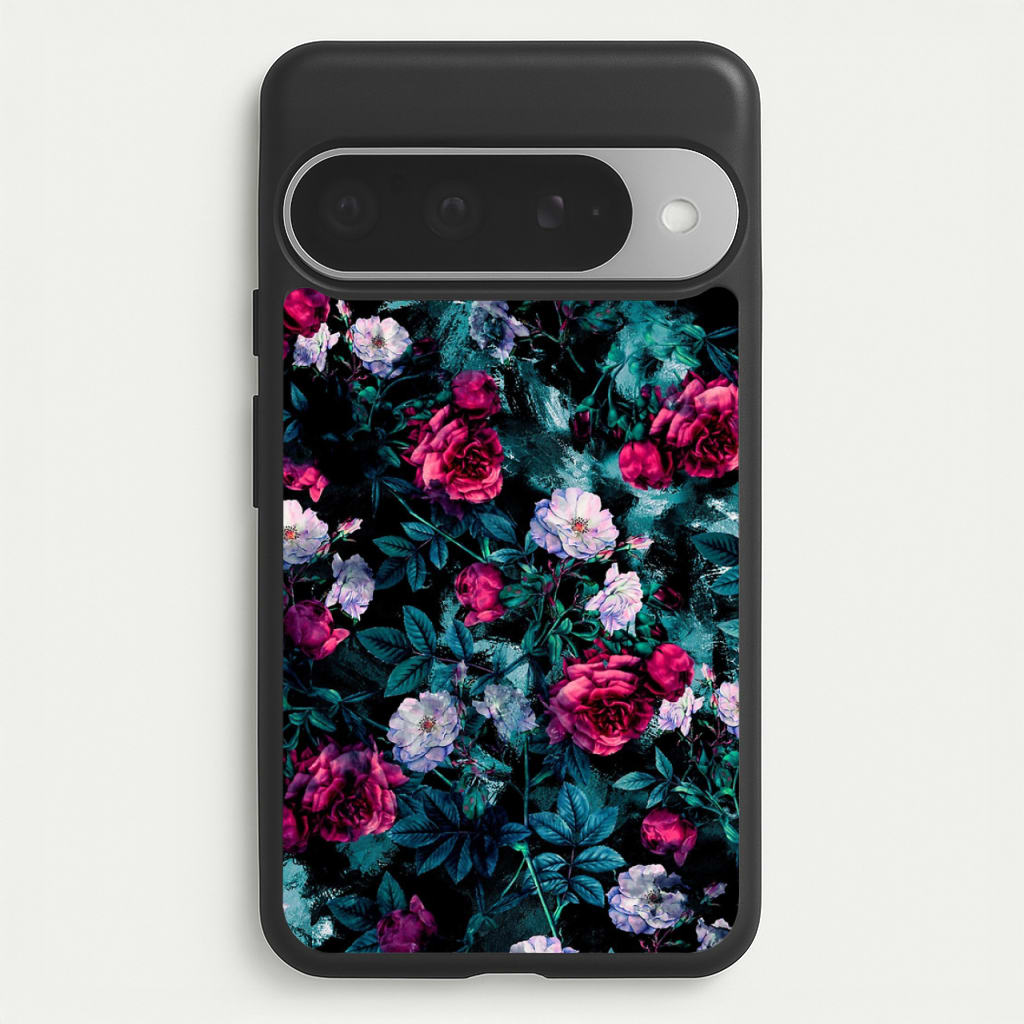 Black Floral Pattern Phone Case for Google Pixel 10 Pro XL