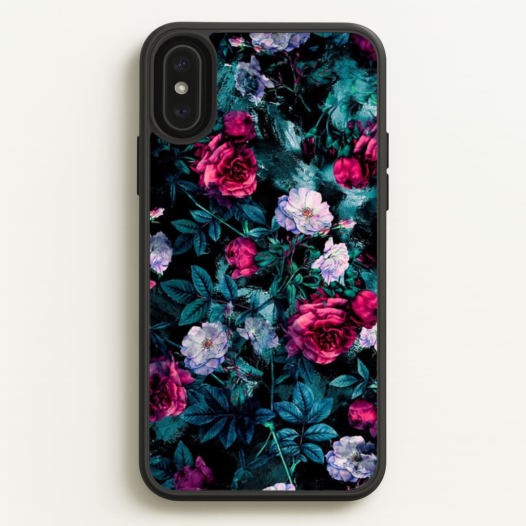Black Floral Pattern - Floral Phone Case for iPhone XS Max