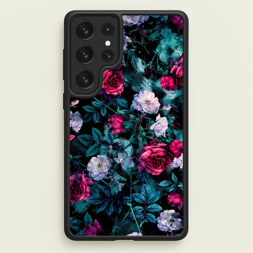 Black Floral Pattern - Floral Phone Case for Galaxy S23 Ultra