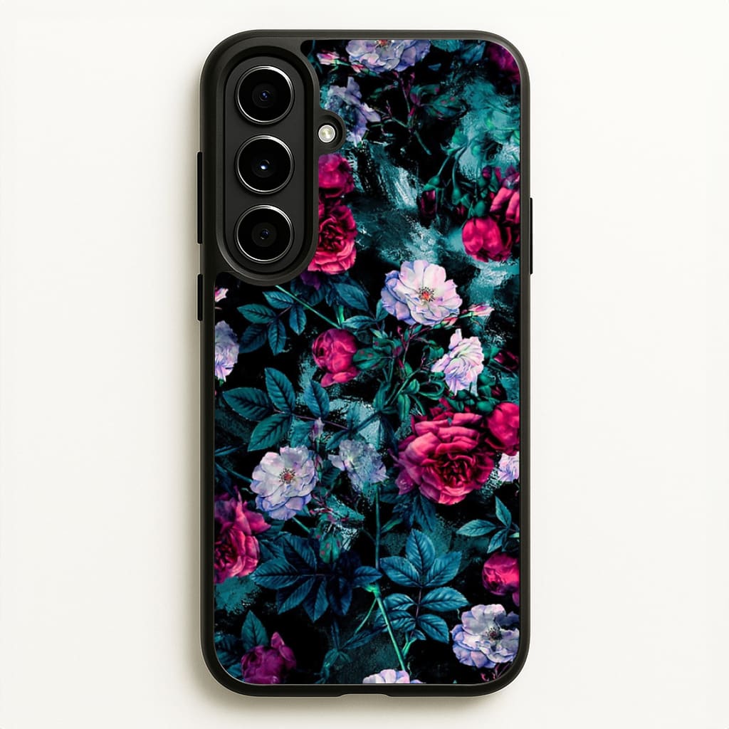 Black Floral Pattern - Floral Phone Case for Galaxy A56