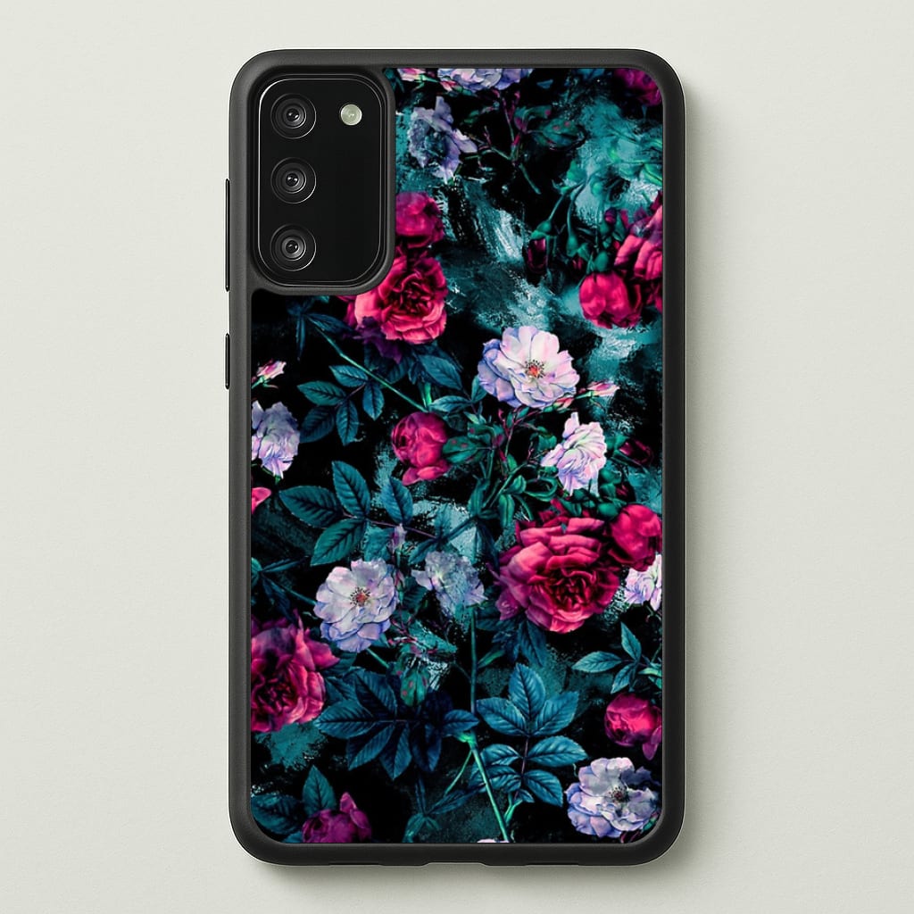 Black Floral Pattern - Floral Phone Case for Galaxy S20FE