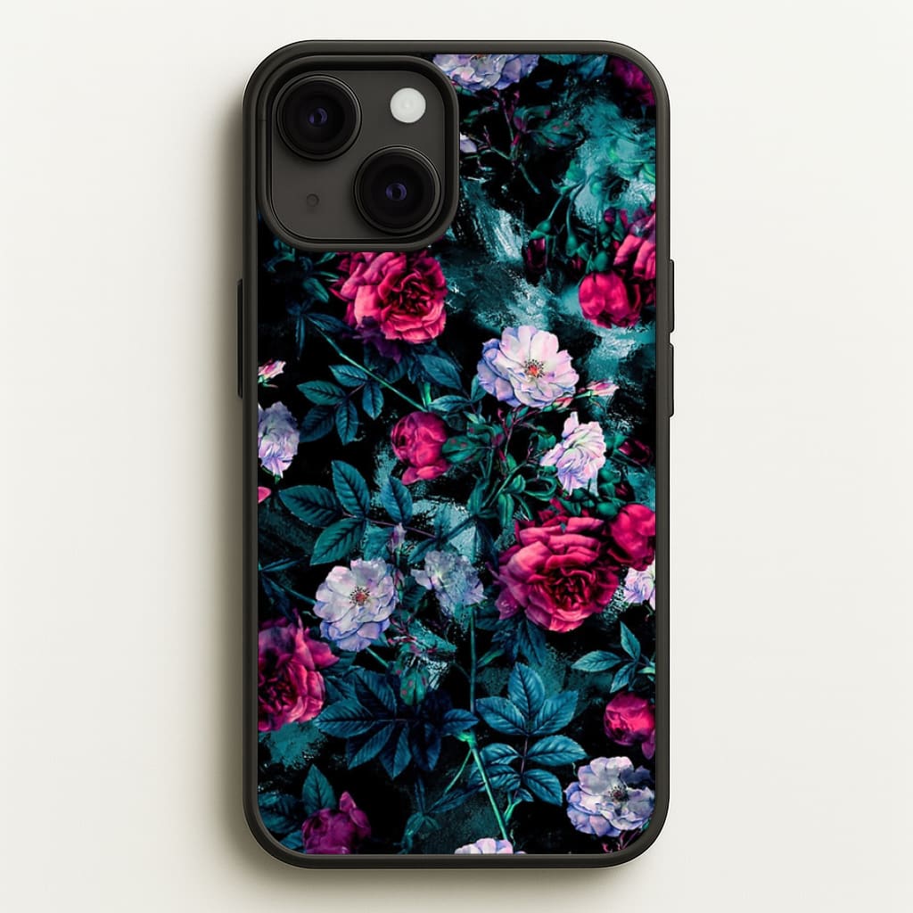 Black Floral Pattern - Floral Phone Case for iPhone 13 Mini