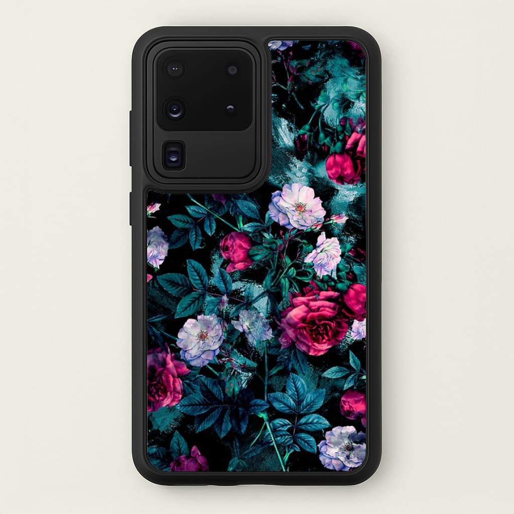 Black Floral Pattern - Floral Phone Case for Galaxy S20 Ultra