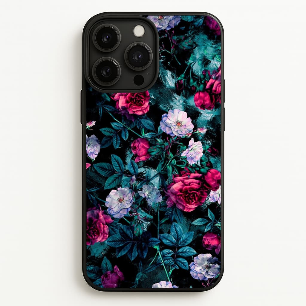 Black Floral Pattern - Floral Phone Case for iPhone 13 Pro Max