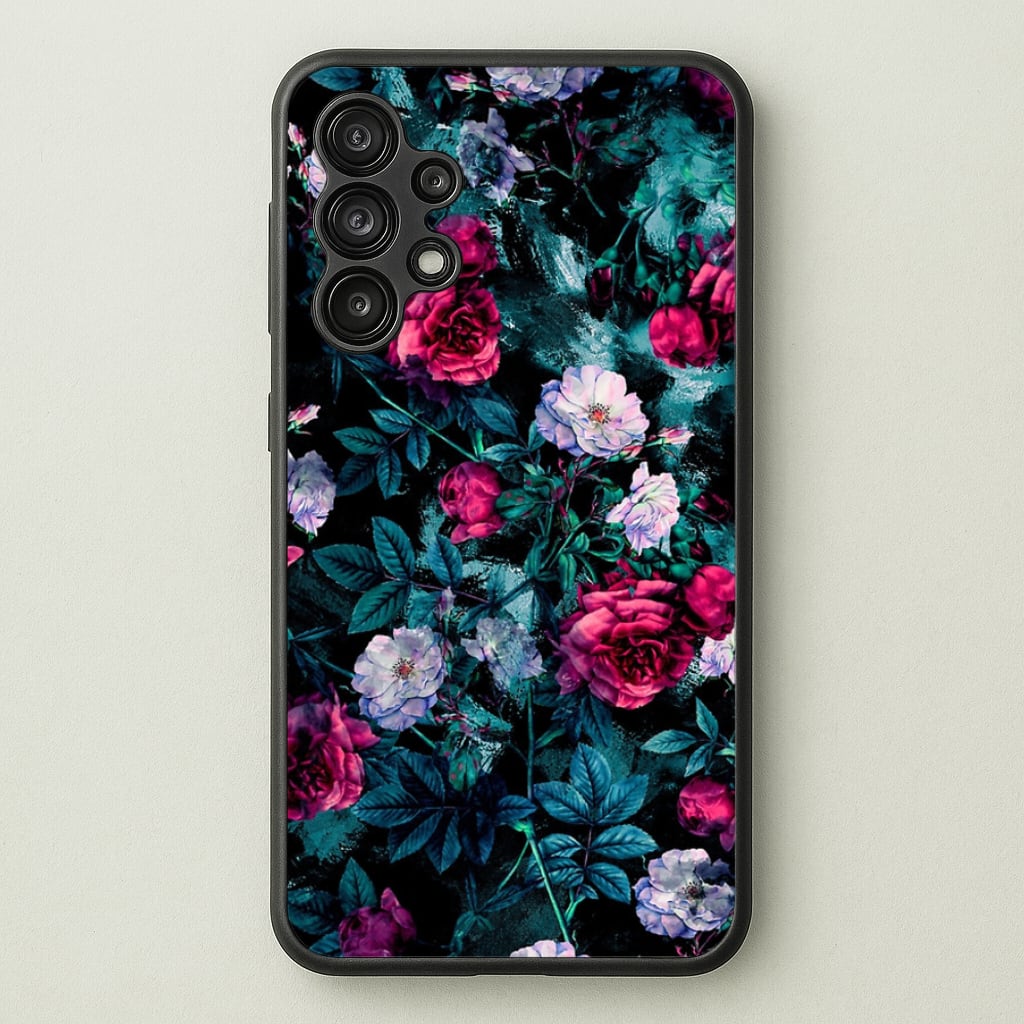 Black Floral Pattern - Floral Phone Case for Galaxy A13