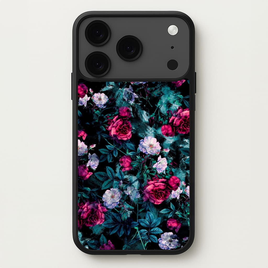Black Floral Pattern Phone Case for iPhone 17 Pro