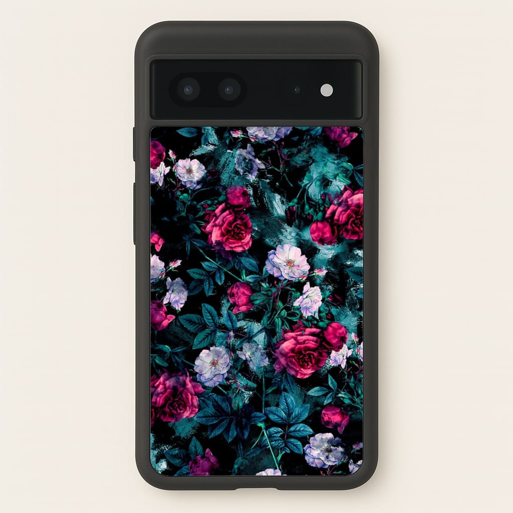 Black Floral Pattern - Floral Phone Case for Google Pixel 7