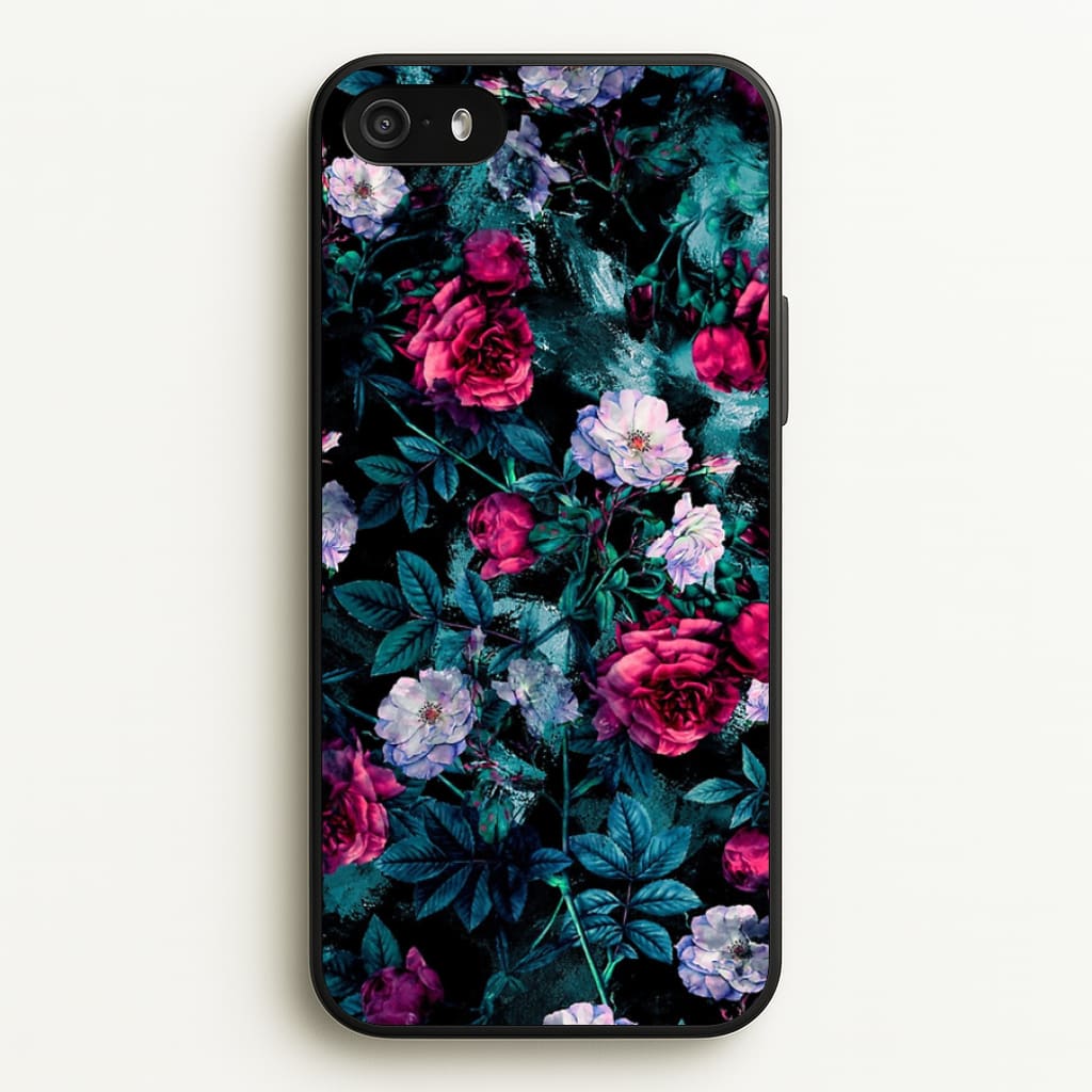 Black Floral Pattern - Floral Phone Case for iPhone 5 / 5s / SE 2016