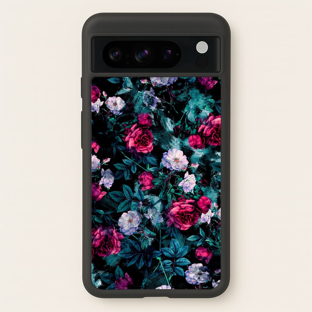 Black Floral Pattern - Floral Phone Case for Google Pixel 8 Pro