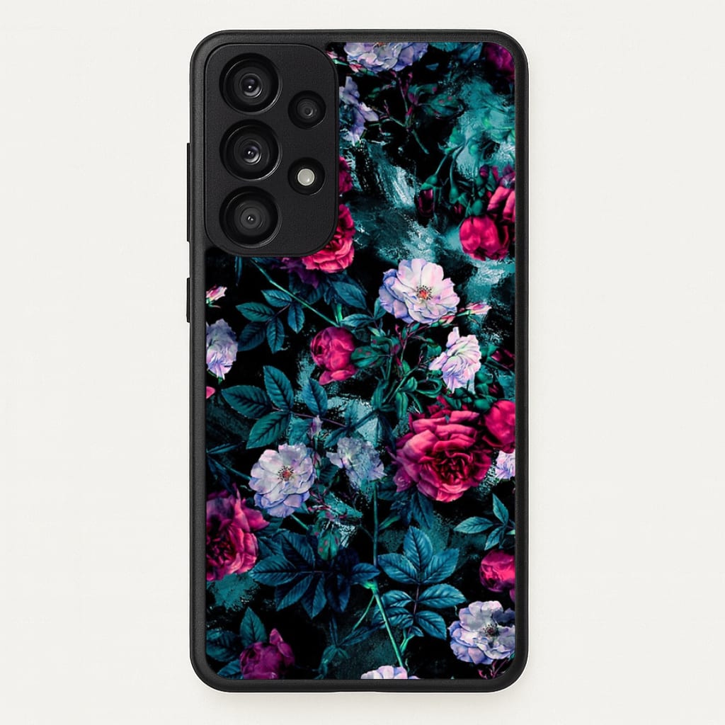 Black Floral Pattern - Floral Phone Case for Galaxy A53