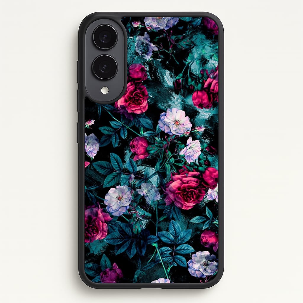 Black Floral Pattern - Floral Phone Case for Galaxy S25 Edge