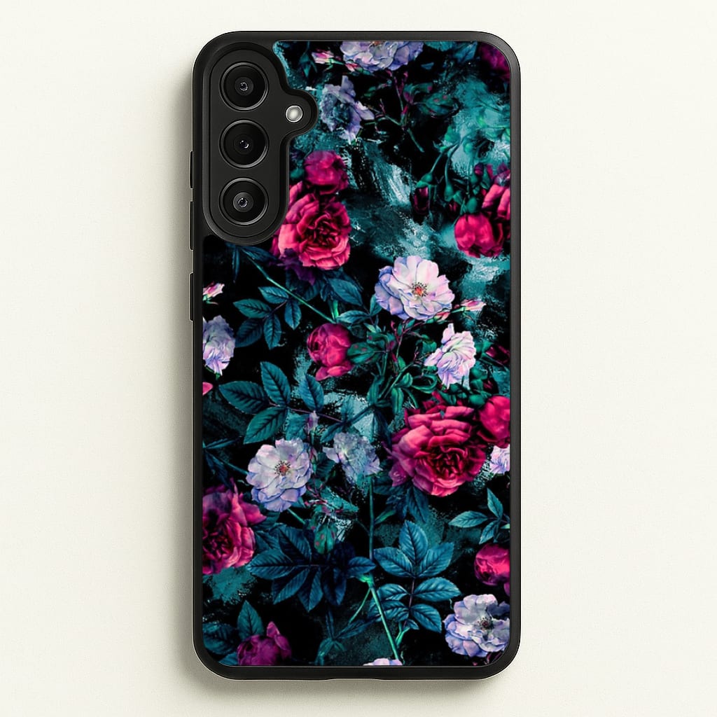 Black Floral Pattern - Floral Phone Case for Galaxy A34
