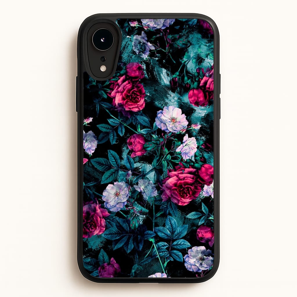 Black Floral Pattern - Floral Phone Case for iPhone XR