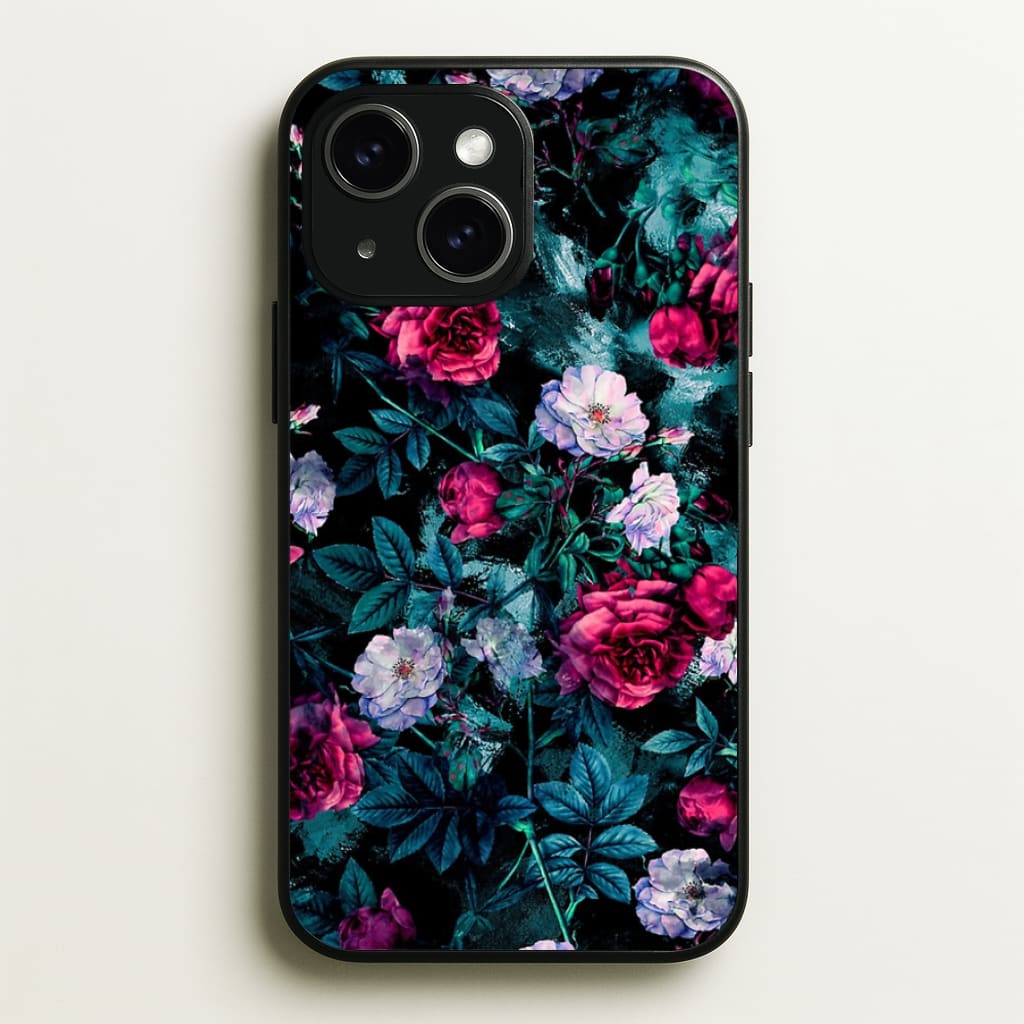 Black Floral Pattern - Floral Phone Case for iPhone 15 Plus