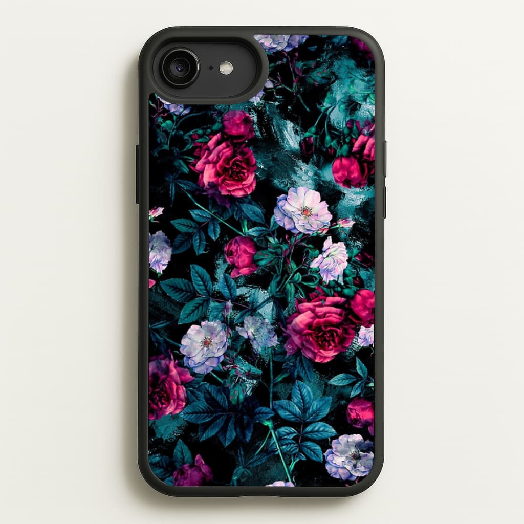 Black Floral Pattern - Floral Phone Case for iPhone 6 Plus / 7 Plus / 8 Plus