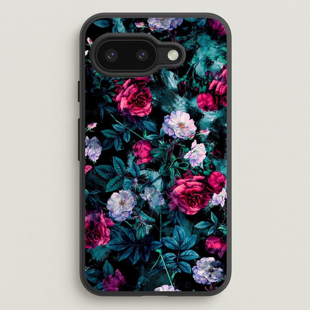 Black Floral Pattern - Floral Phone Case for Google Pixel 9a