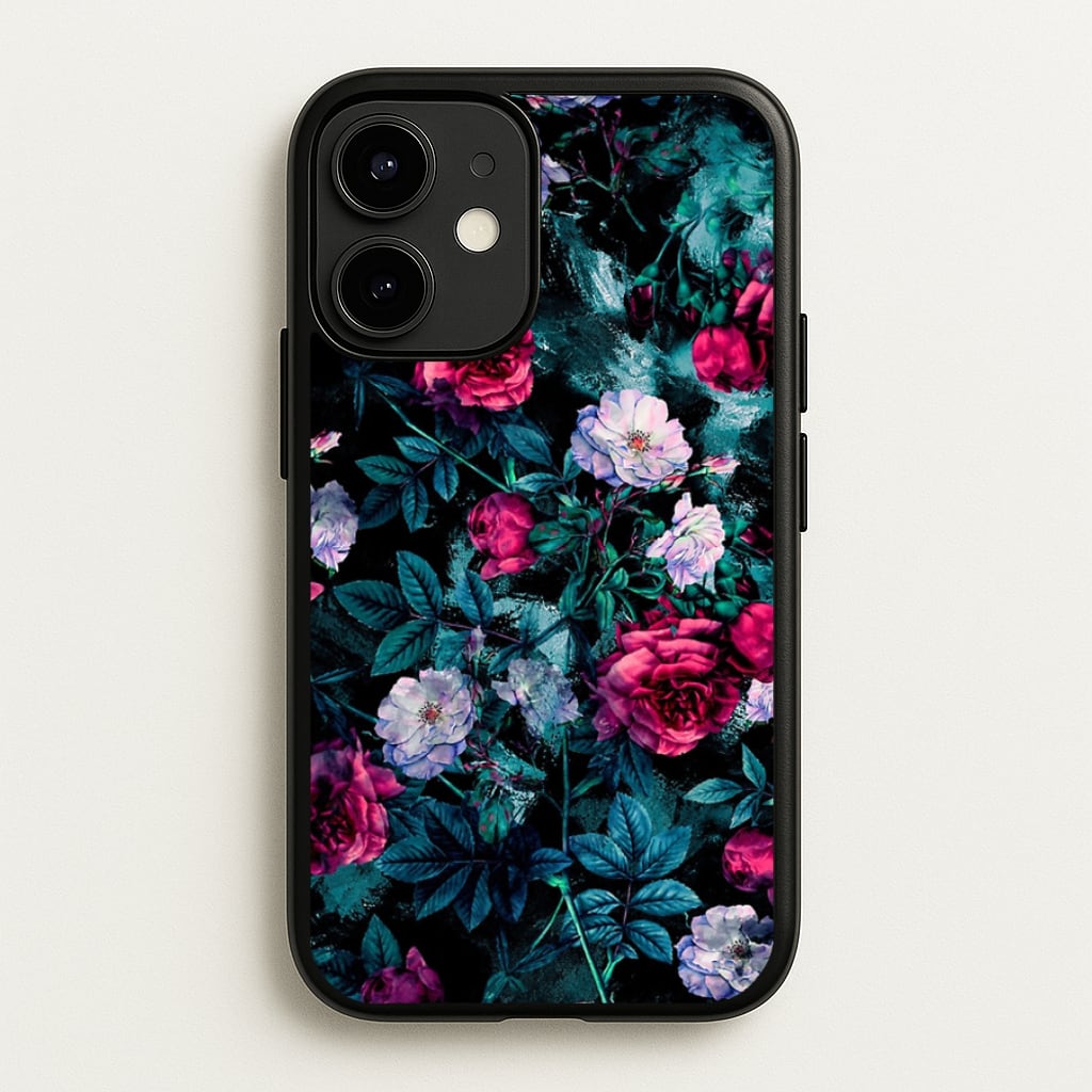 Black Floral Pattern - Floral Phone Case for iPhone 12 Mini