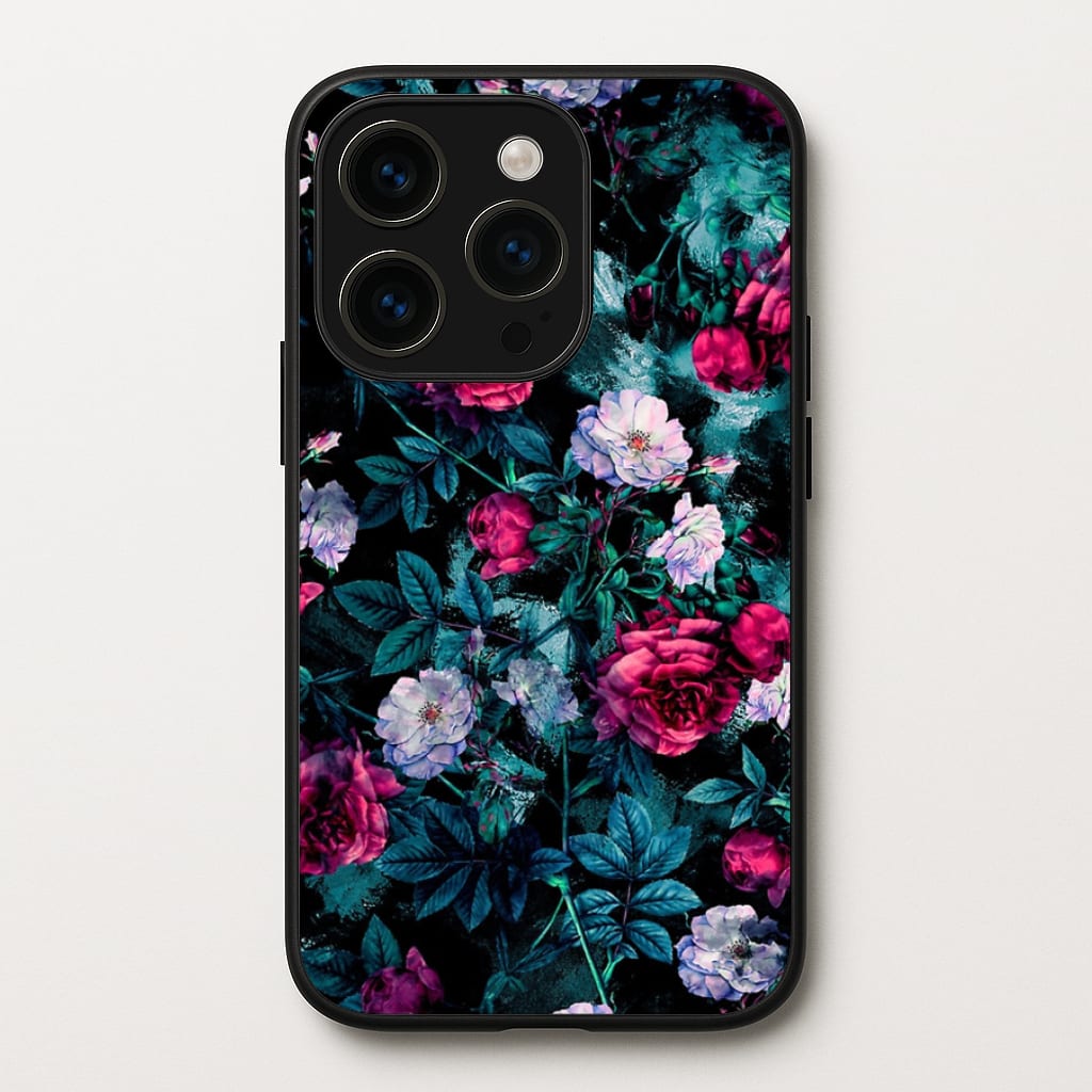 Black Floral Pattern - Floral Phone Case for iPhone 15 Pro