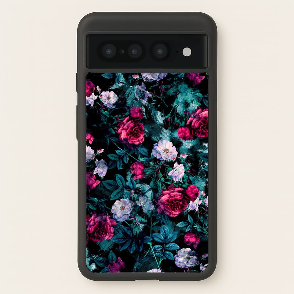 Black Floral Pattern - Floral Phone Case for Google Pixel 7 Pro