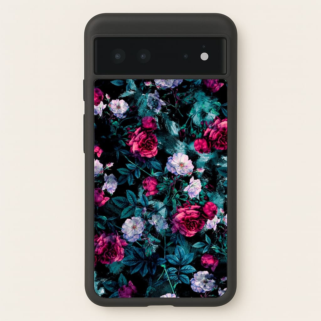 Black Floral Pattern - Floral Phone Case for Google Pixel 6