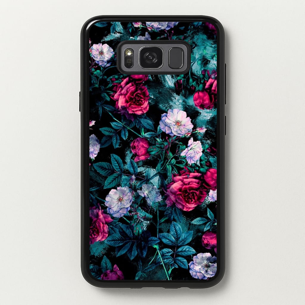 Black Floral Pattern - Floral Phone Case for Galaxy S8 Plus