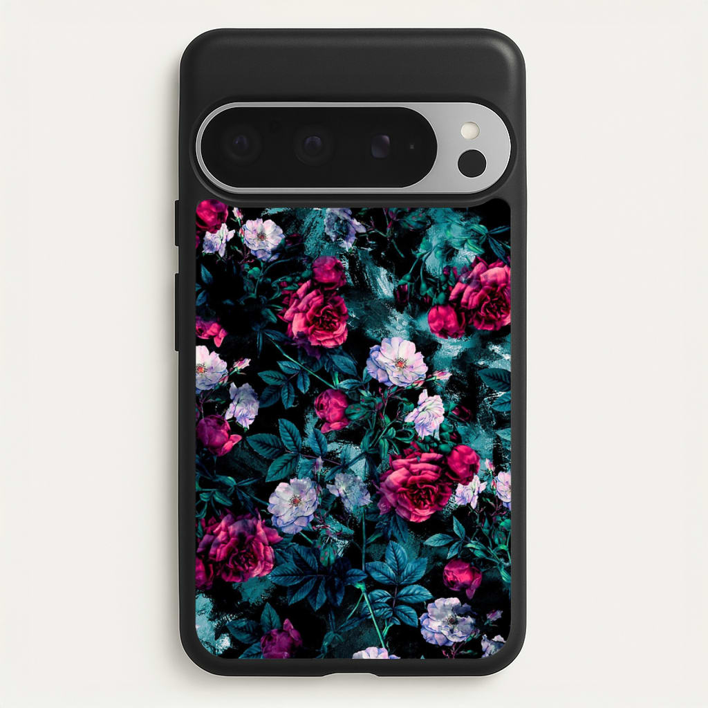 Black Floral Pattern - Floral Phone Case for Google Pixel 9 Pro XL