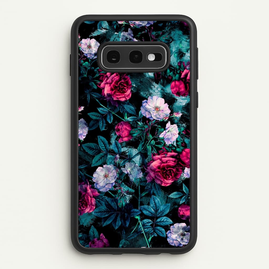 Black Floral Pattern - Floral Phone Case for Galaxy S10e