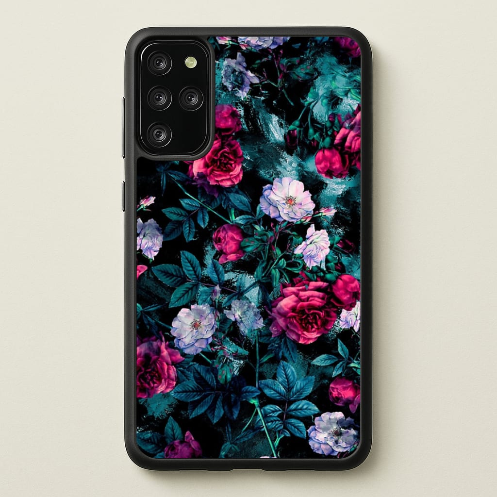 Black Floral Pattern - Floral Phone Case for Galaxy S20 Plus