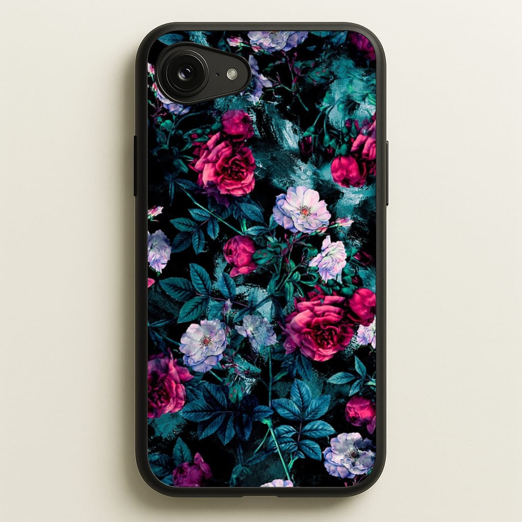 Black Floral Pattern - Floral Phone Case for iPhone 16e