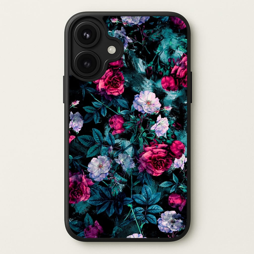 Black Floral Pattern Phone Case for iPhone 17