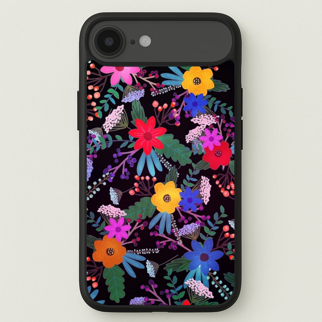 Black & Colourful Floral Pattern Phone Case for iPhone 17 Air