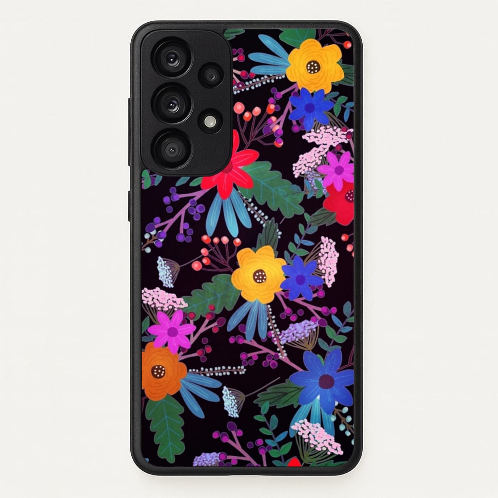 Black & Colourful Floral Pattern - Floral Phone Case for Galaxy A33