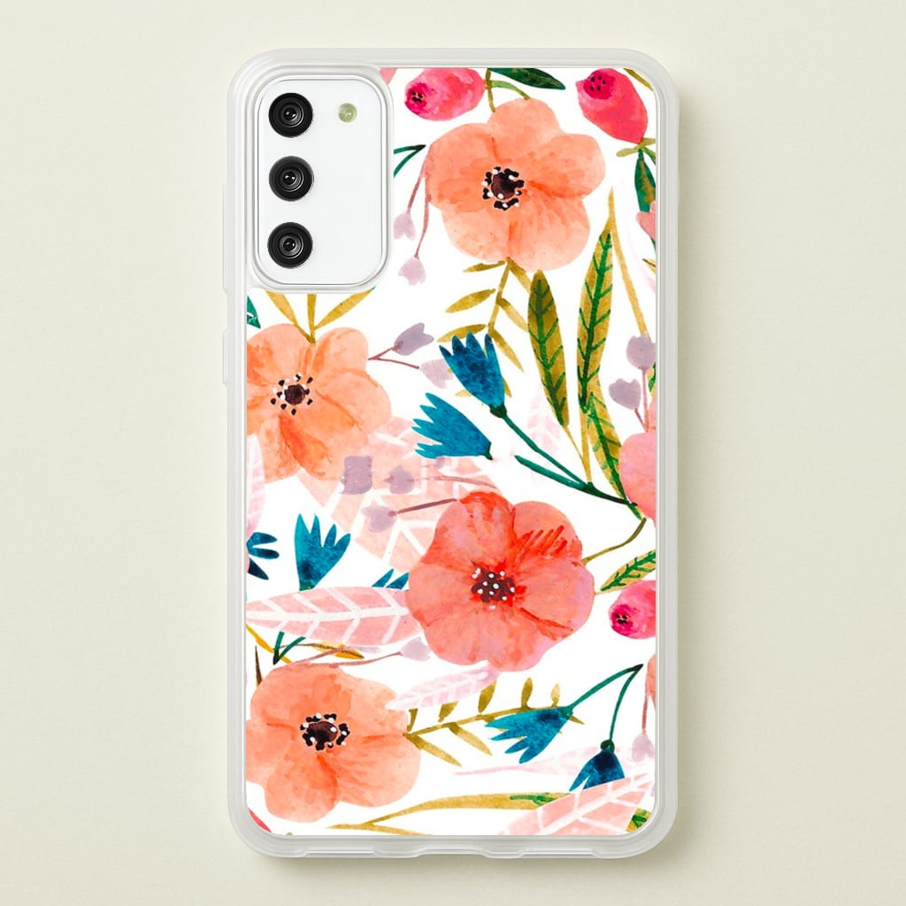Peach Watercolour Floral Pattern - Floral Phone Case for Galaxy S20FE