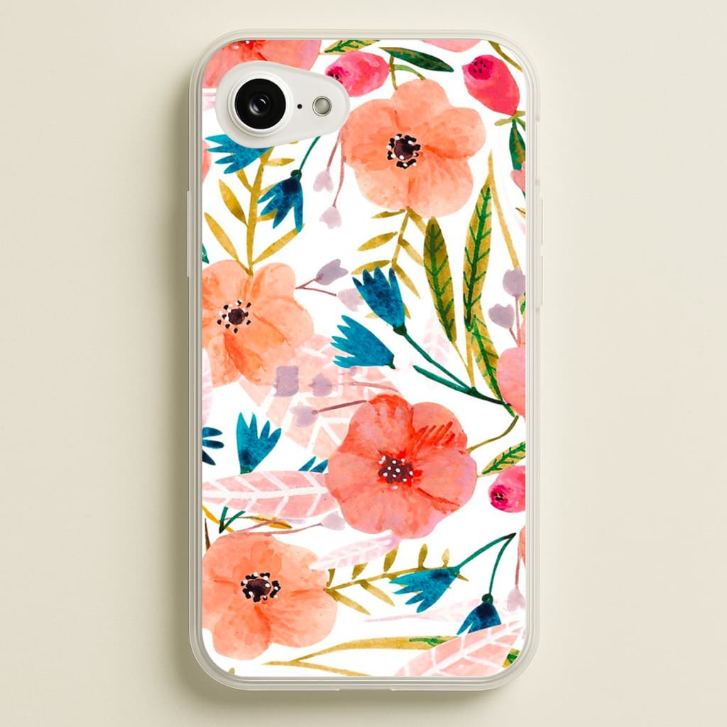 Peach Watercolour Floral Pattern  - Floral Phone Case for iPhone 16e