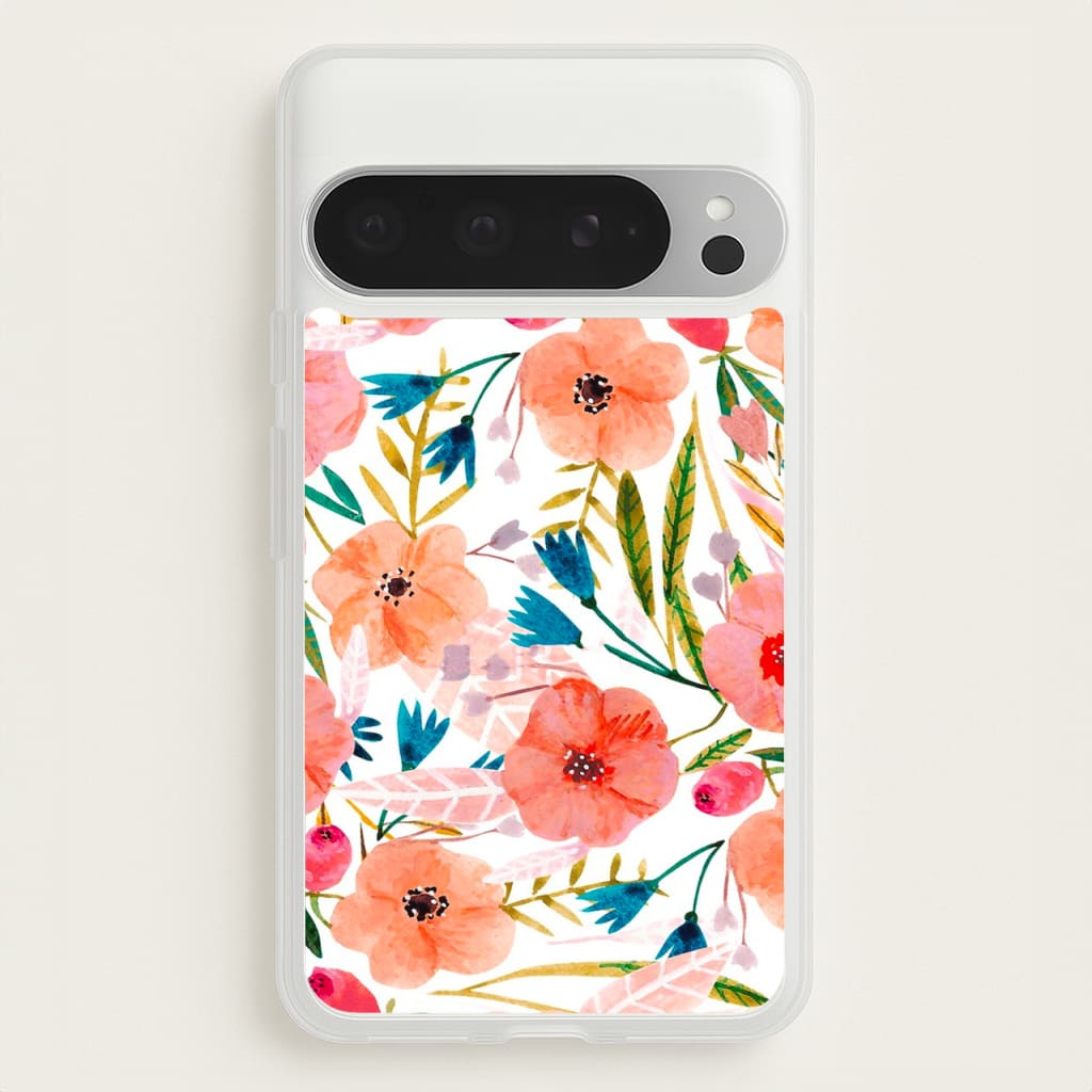 Peach Watercolour Floral Pattern - Floral Phone Case for Google Pixel 9 Pro XL