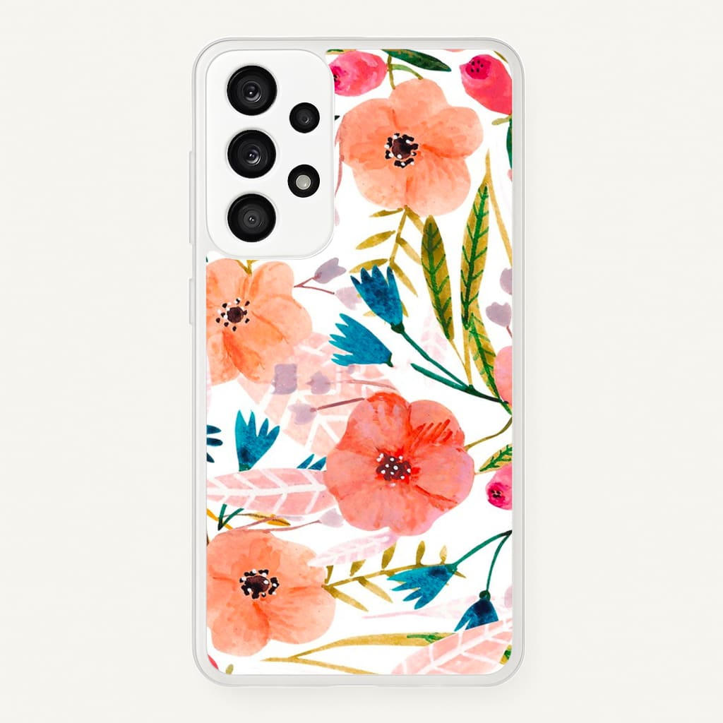 Peach Watercolour Floral Pattern - Floral Phone Case for Galaxy A33