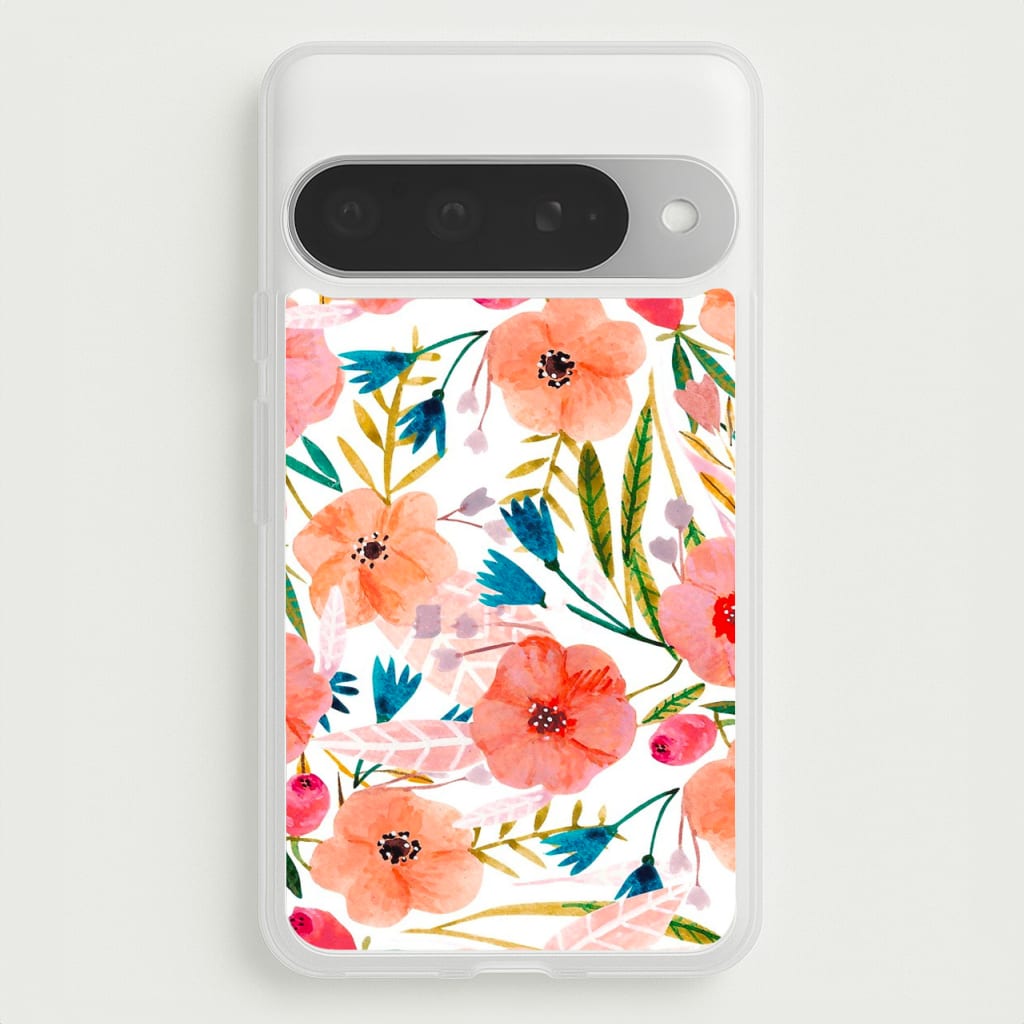 Peach Watercolour Floral Pattern Phone Case for Google Pixel 10 Pro XL